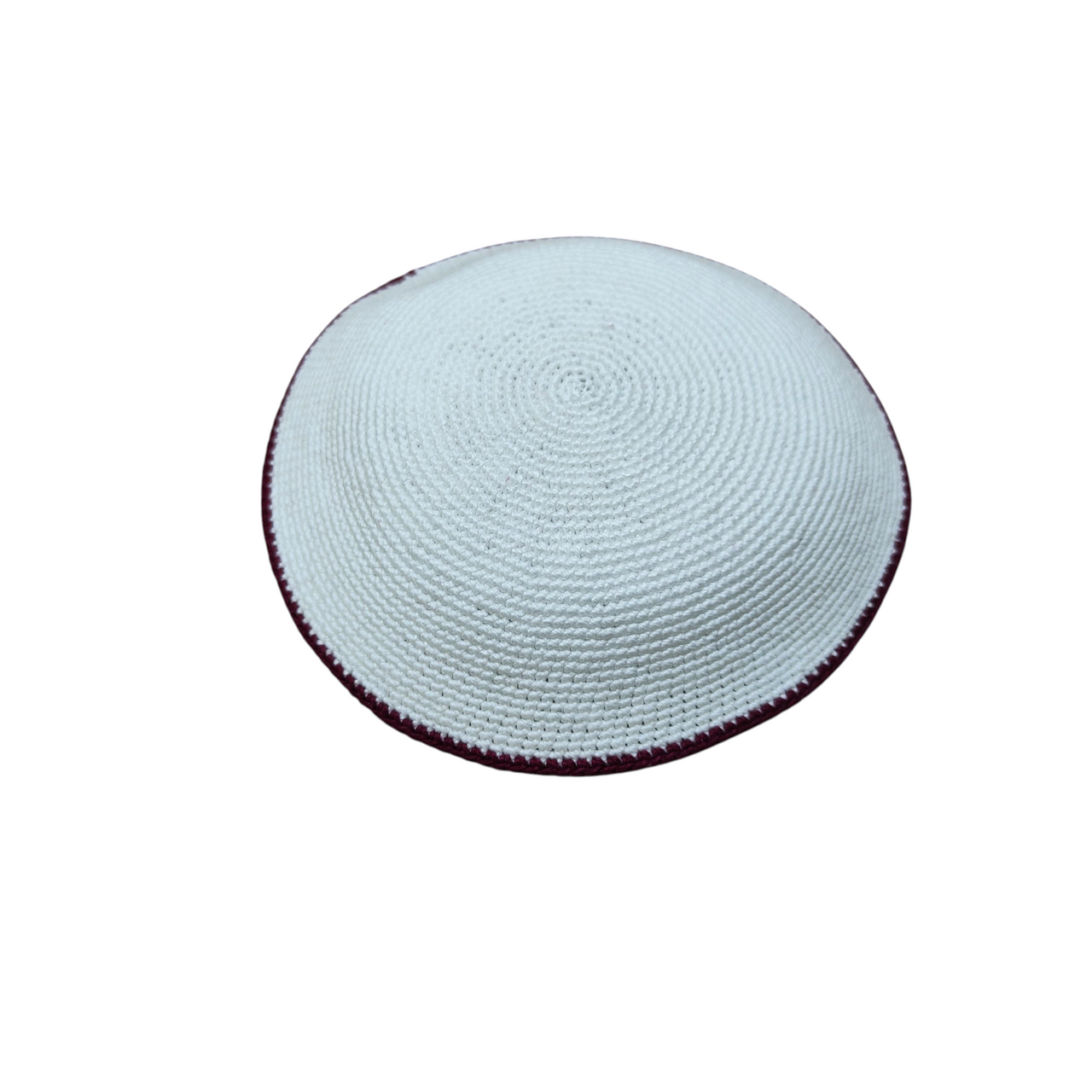 White & Wine DMC Knitted Kippah