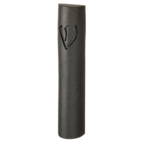Rounded Black Polyresin Mezuzah