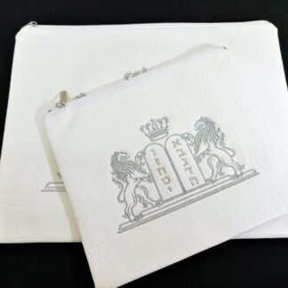 Silver Lion of Judah Faux Leather Tallit Bag