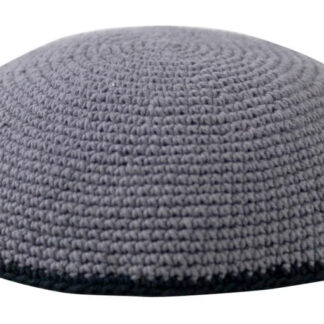 Gray Knitted Kippah with Black Trim