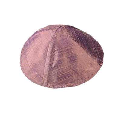 Salmon Red Raw Silk Kippah
