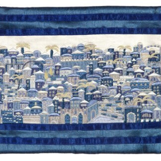 Raw Silk Jerusalem in Blue Tallit Bag