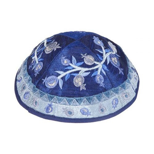 Blue Pomegranate Vine Kippah