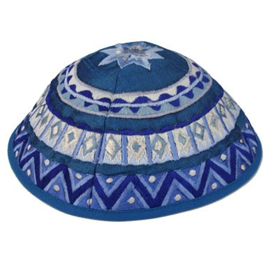 Blue Embroidered Kippah