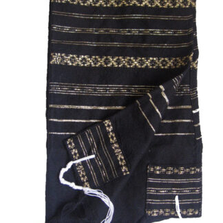 Jet Black & Gold Handwoven Tallit