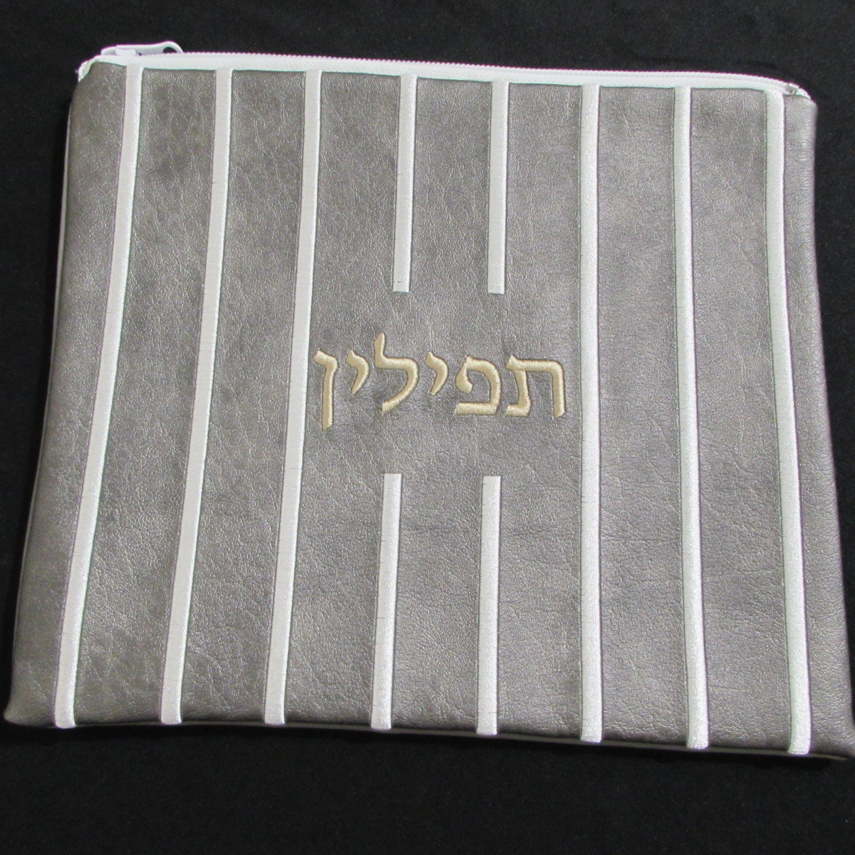 Striped Faux Leather Tefillin Bag
