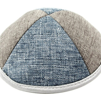 Blue & Beige Burlap Kippah