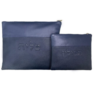 Blue Grain & Sleek Leather Clutch Bag