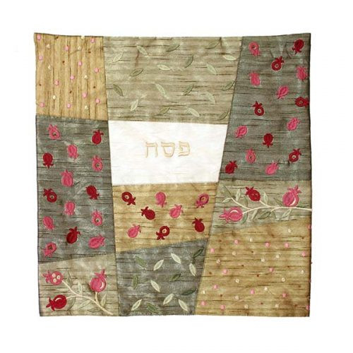 Crimson & Gold Applique Matzah Cover