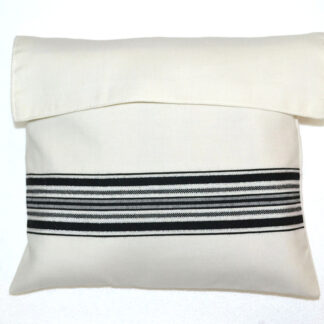 Black-Silver Striped Wool Tallit Bag
