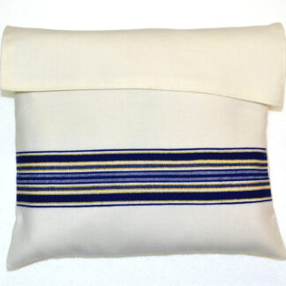 Blue-Gold Striped Wool Tallit Bag