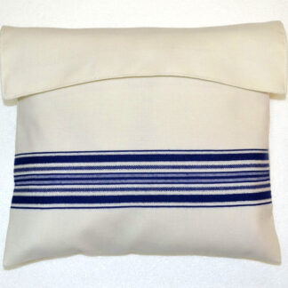 Blue-Silver Striped Wool Tallit Bag