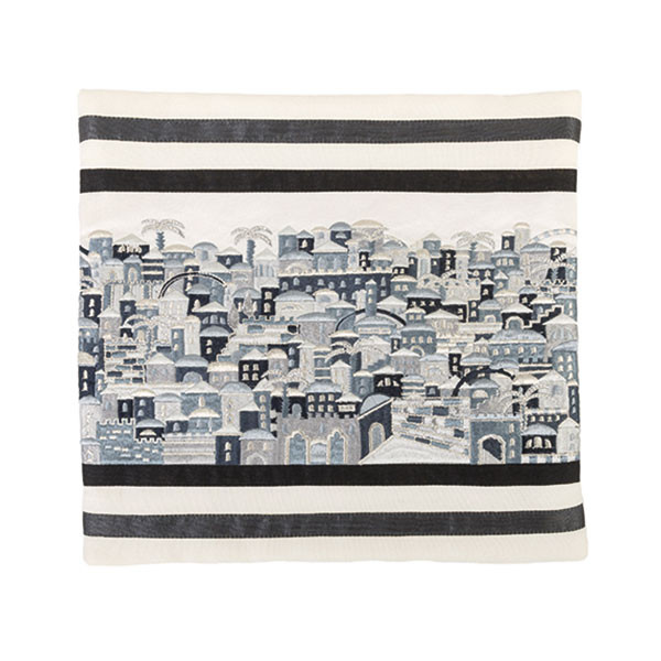 Raw Silk Jerusalem in Gray/Silver Tallit Bag
