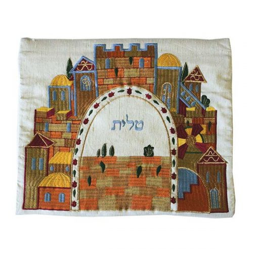 Red & Gold Jerusalem Arch Tallit Bag