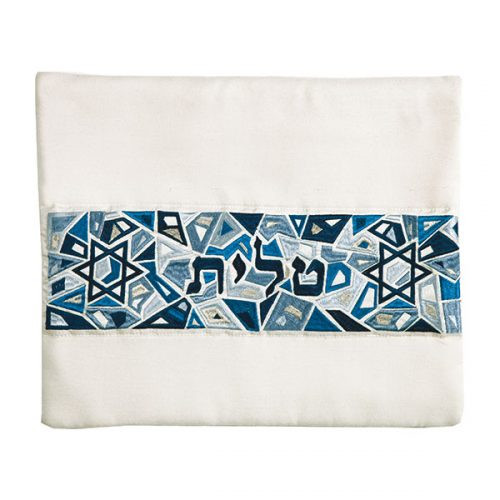 Blue Magen David Geometric Pattern Tallit Bag