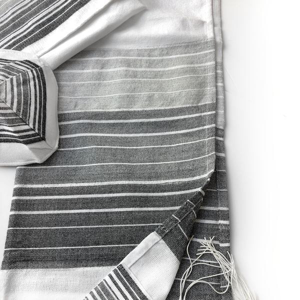 White with Gray and Black Stripes and Silver