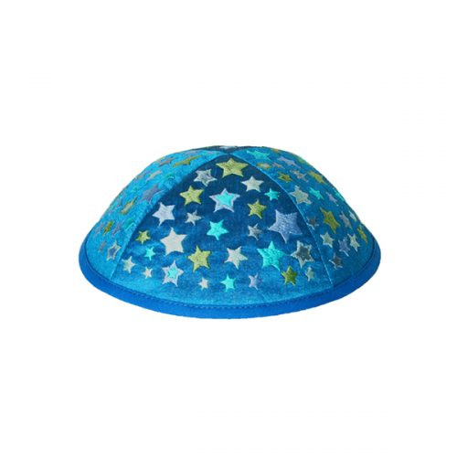 Blue Kippah with Embroidered Stars