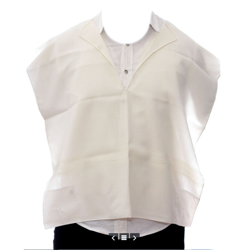 "Mofet" White-Striped Classic Wool Tallit Katan